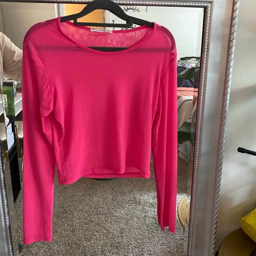 Neon Pink Mesh Long Sleeve